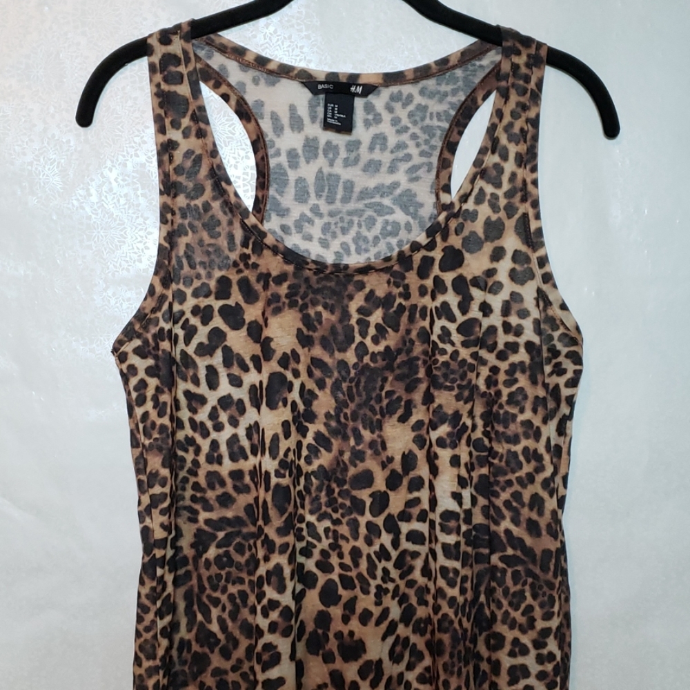 🌿H&M Cheetah Print Tunic Tank Top Sz M - Picture 2 of 7